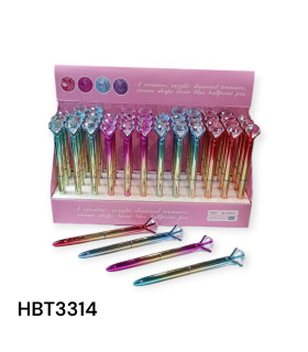 Bolígrafo de Tinta Azul con Diseño de Corona y Diamante de Acrílico