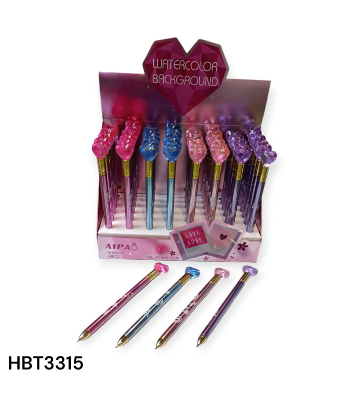 Bolígrafo de Tinta Azul "Love Love" con Diseño de Corazon Acrílico