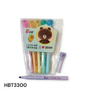 Resaltadores "Brown" con Diseño de Oso