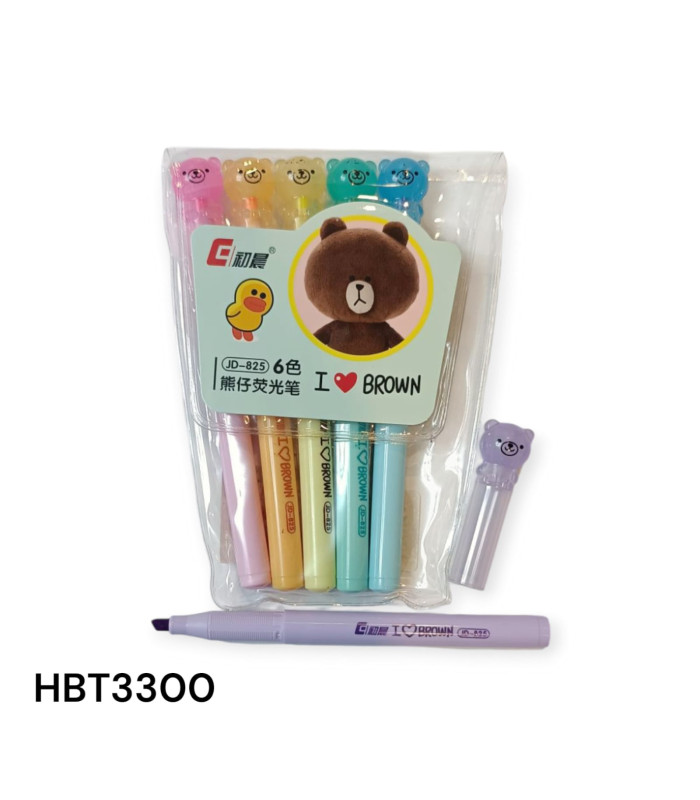 Resaltadores "Brown" con Diseño de Oso