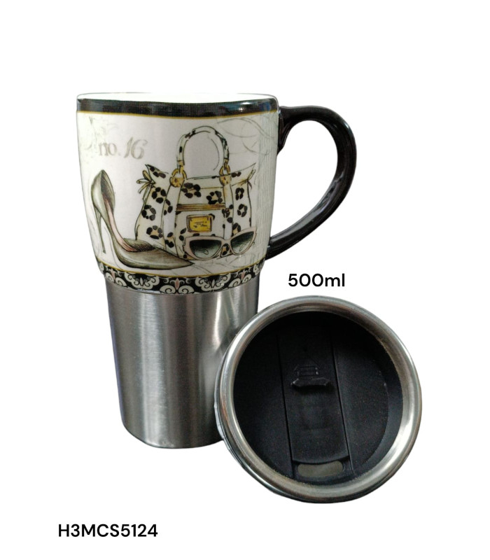 Taza de Viaje con Aislamiento de Acero Inoxidable y Cerámica