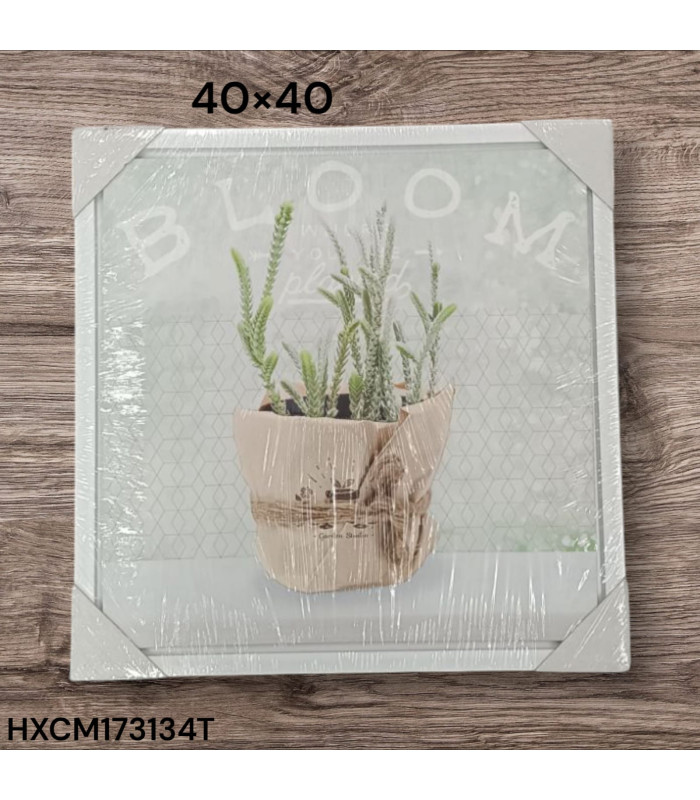Cuadro Decorativo con Diseño de Maceta y la Palabra "BLOOM"