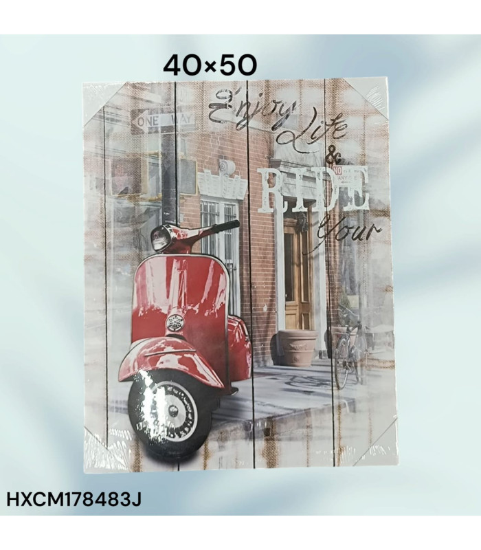 Cuadro Decorativo con Diseño de Vespa y Frase "Enjoy Life & Ride"