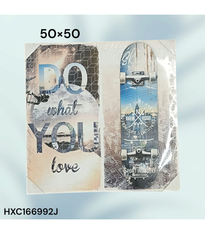Cuadro Decorativo con Diseño de Patineta y Frase Motivacional "Do What You Love"