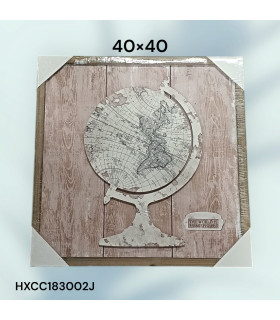 Cuadro Decorativo con Diseño de Globo Terráqueo Vintage y Frase "The World is Hemispheres"