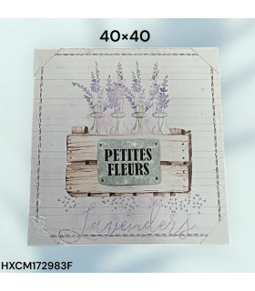 Cuadro Decorativo con Diseño de Lavanda y Frase "Petites Fleurs"