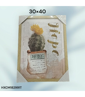 Cuadro Decorativo con Diseño de Cactus en Maceta y Frase "Hope"