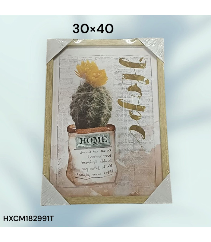 Cuadro Decorativo con Diseño de Cactus en Maceta y Frase "Hope"