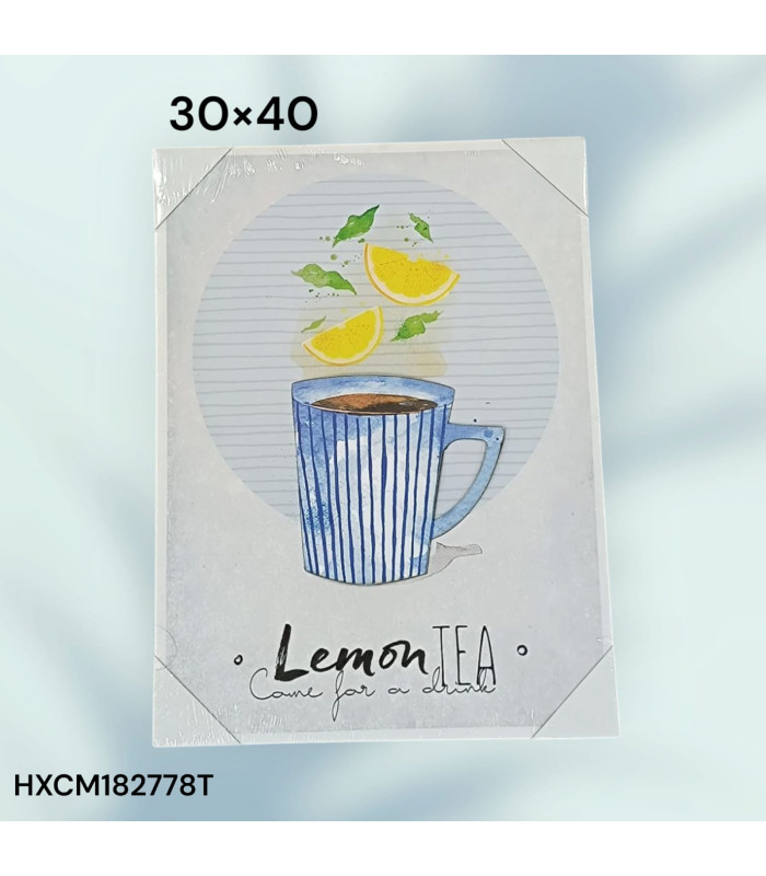 Cuadro Decorativo con Diseño de Taza de Té de Limón y Frase "Lemon Tea"