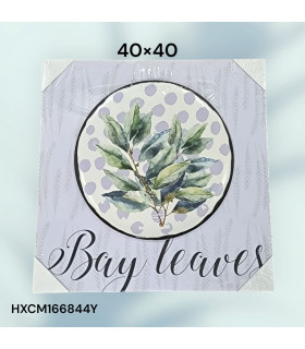Cuadro Decorativo con Diseño de Hojas de Laurel y Frase "Bay Leaves"