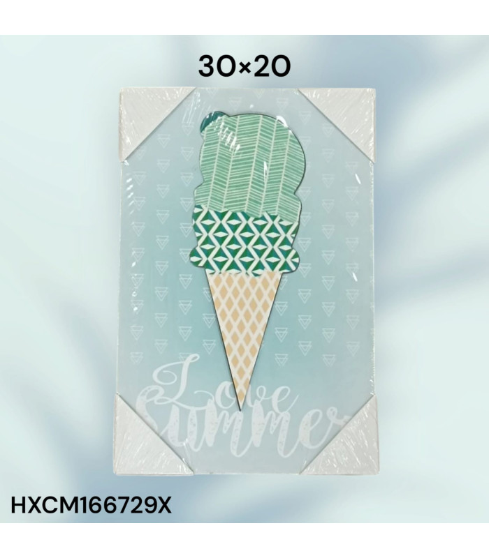 Cuadro Decorativo con Diseño de Helado y Frase "I Love Summer"
