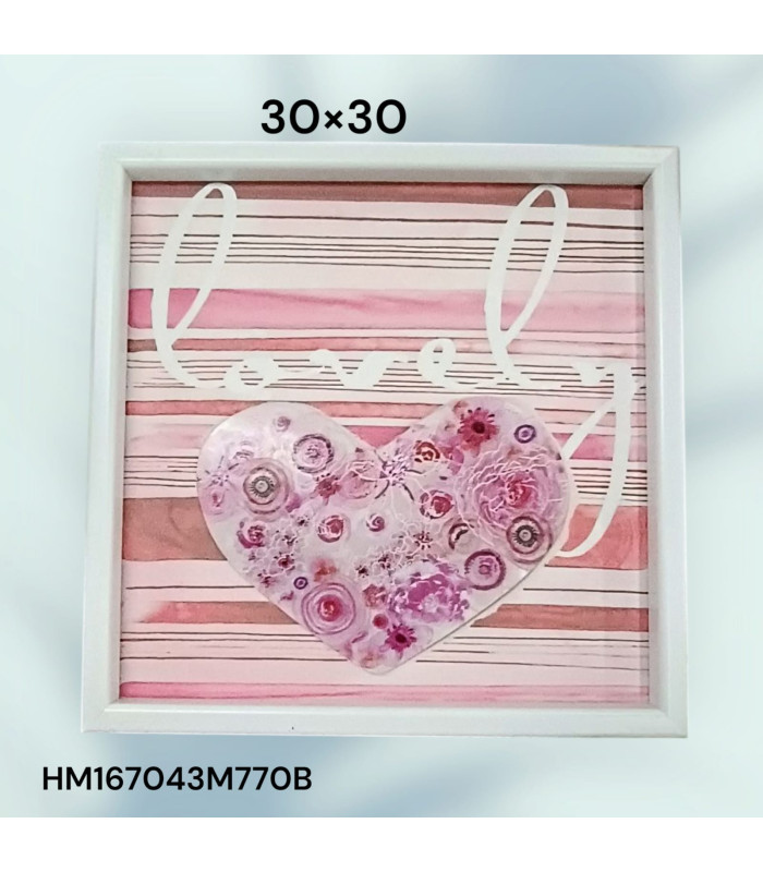 Cuadro Decorativo con Diseño de Corazón Floral y la Palabra "Love" (Costo Promocional)