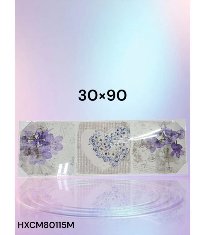 Cuadro Decorativo con Diseño de Corazón Floral y Flores Moradas