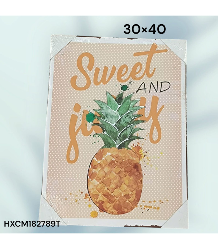 Cuadro Decorativo con Diseño de Piña y Frase "Sweet and Juicy" (Costo Promocional)