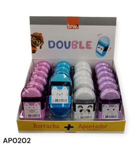 Sacapuntas Doble con Borrador y Depósito BRW